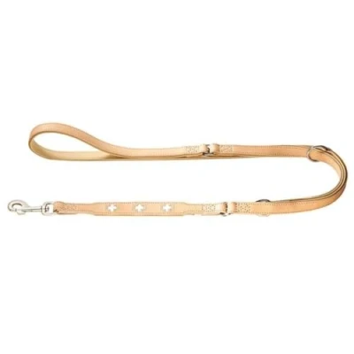 Abbildung von HUNTER Swiss Verstellbare Führleine für Hunde, Leder, hochwertig, schweizer Kreuz, 1,8/200 cm, natur