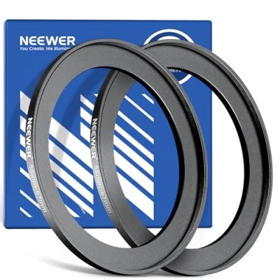 Abbildung von NEEWER 58 67mm Step Up Adapterring (2er Pack) mit Reinigungstuch, ultraschlanker Objektivfilter aus Aluminiumlegierung für 58mm Kameraobjektive zur Verwendung von Filtern