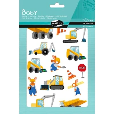 Abbildung von Maildor AE235C Packung mit 6 Bogen Baby Stickers, 14,8x21cm, ideal für DIY Projekte, 1 Pack, Baustelle