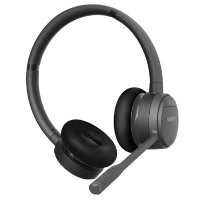 Abbildung von GEQUDIO GC 2 DECT Headset für FritzBox Kabellos Telefonieren mit Anrufsteuerung am FritzFon Duales Bluetooth PC und Smartphone HD Audio (2 Ohr)
