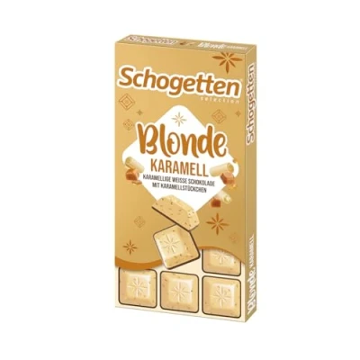 Abbildung von Schogetten Blonde Karamell I weiße Schokolade mit Stücken 100 g praktisch einzeln portioniert