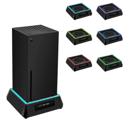 Abbildung von Tolesum Upgraded Lüfter Ständer für Xbox Series X, Kühler Stand mit RGB LED,4 Große &amp;Turbolüfter, USB 3.0 &amp; 2.0 Ports 3 Geschwindigkeitsstufen Einstellbares Kühlsystem X Schwarz