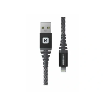 Abbildung von Swissten Extrem widerstandsfähiges USB/Lightning Kabel Kevlar Faser verstärkt Lade und Datenkabel Unterstützt schnelles Laden bis 60W 1,5m Schwarz