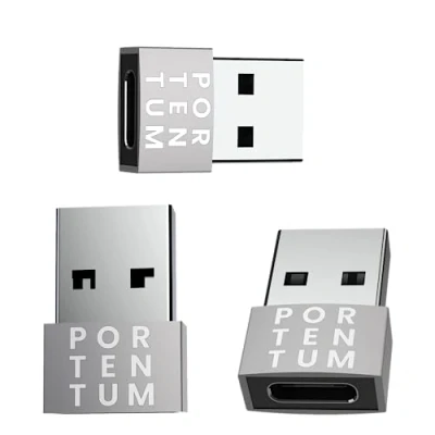 Abbildung von PORTENTUM USB auf C Adapter 480 MB Geschwindigkeit Premium Zink ermöglicht mit hoher Hitzebeständigkeit nur 4 Gramm