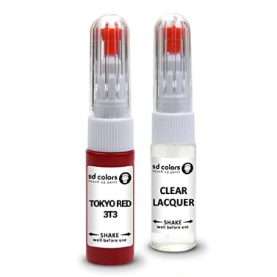 Abbildung von SD COLORS Toyota Red 3T3 Ausbesserungslackstift Reparaturset, 20 ML, Farbcode Tokyo (Lack + Lack)