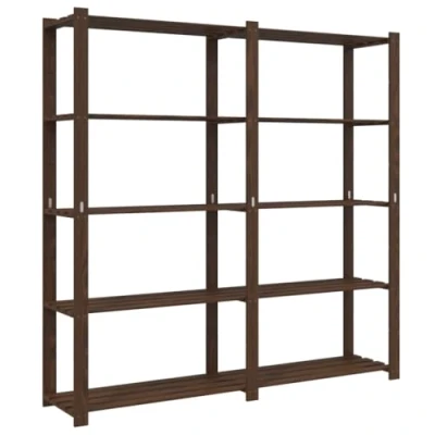 Abbildung von vidaXL Lagerregal, Regal mit 5 Böden, Multifunktional Holzregal für Küche Bad Büro, Schwerlastregal Kellerregal Werkstattregal, Braun Massivholz Kiefer