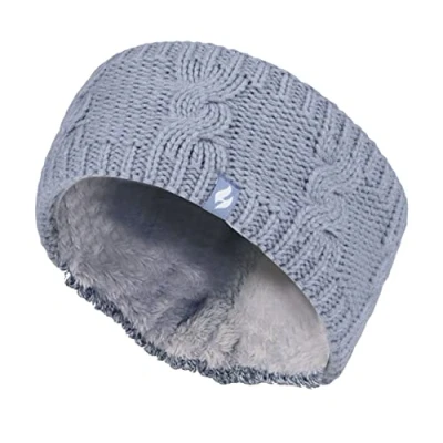 Abbildung von Heat Holders Damen Stirnband mit dickem Zopfmuster, Fleece gefüttert, Thermo Winter, leer, Totenkopf Ohrenwärmer (Einheitsgröße, Altroblau)