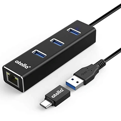 Abbildung von Adapter, atolla, USB 3.0 Hub 3 Ports SuperSpeed Datenübertragung und Ethernet Adapter 1000 Mbps Gigabit Lan RJ45, unterstützt MacBook, iMac, XPS, Surface, Notebook