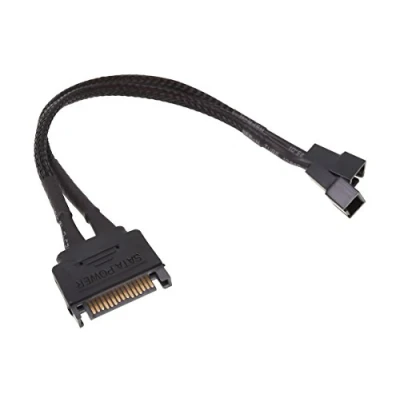Abbildung von Phobya SATA Strom Y Kabel intern auf 3Pin 5V und 12V 20cm Schwarz