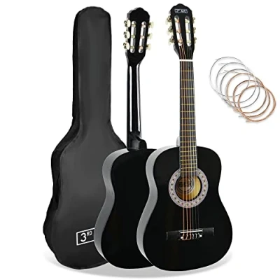 Abbildung von 3rd Avenue 1/2 Größe Kinder Klassikgitarre Mit Spanischen Nylonsaiten, Anfängerpaket Schwarz