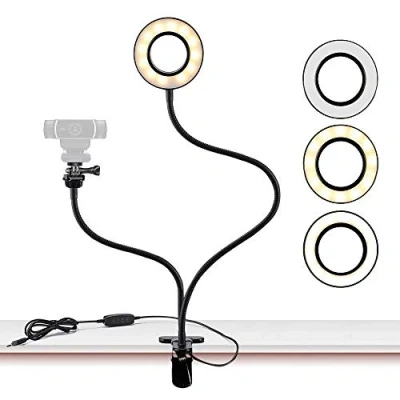 Abbildung von Webcam Licht Halterung für Live Stream, Selfie Ring mit Logitech c925e, C922 X, C930e, C922, C930, C920, C615, Brio 4 K