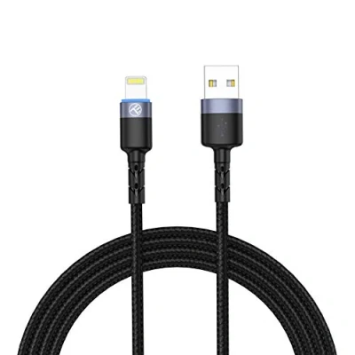 Abbildung von TELLUR Data Cable, USB to Lightning, LED, Nylon Braided, 1.2M, Black