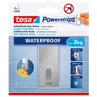 Abbildung von 6 x Tesa Klebehaken Powerstrips L Edelstahl Tragfähigkeit 2kg rechteck