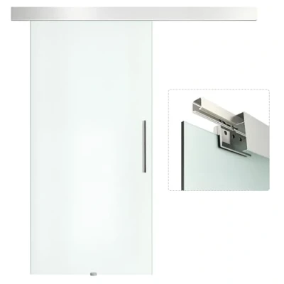 Abbildung von Glasschiebetür Schiebetür Tür Zimmertür mit Griffstange einseitig satiniert 2050x 1025 mm