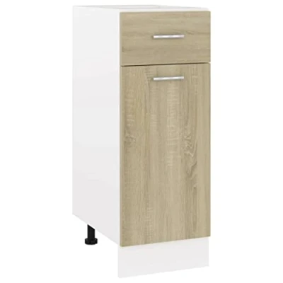 Abbildung von vidaXL Schubunterschrank mit 2 Regalböden 1 Schublade Schrank Küchenzeile Küchenmöbel Unterschrank Küchenschrank Sonoma Eiche 30x46x81,5cm Holzwerkstoff