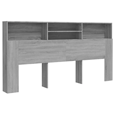 Abbildung von vidaXL Kopfteil mit Ablagen Regal Wand Bücherregal Betthaupt Bettkopfteil Schlafzimmer Grau Sonoma 200x19x103,5cm