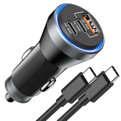 Abbildung von Zigarettenanzünder USB C 90W, 3Port Kfz Ladegerät Autoladegerät Auto Adapter, Adapter mit Ladekabel für Samsung Galaxy S23 S22 S21 S20,iPhone 15 Pro Max