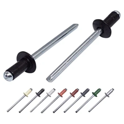 Abbildung von Marcopol (100 Stück) Lackierte Blindnieten 4,0 x 8 mm, Kuppelkopf, DIN 7337, Aluminiumniete und Stahldorn, Popnieten (100, Tiefschwarz RAL 9005)