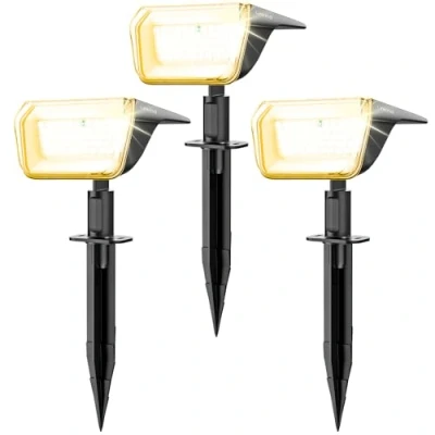 Abbildung von Linkind 60 LED Solar Strahler für außen Warmweiß 800Lm, Extra lange Leuchtdauer &amp; Intelligent Entladung, 3000K Gartenleuchte mit Lade Anzeige, IP67 Gartenstrahler Solarlichter, 3 Stück