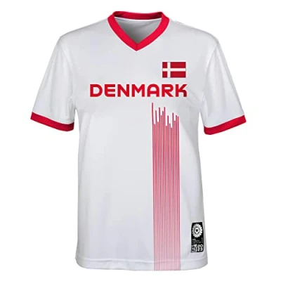 Abbildung von FIFA Offizielles Trikot der Frauenfussball Weltmeisterschaft 2023, Dänemark, Weiß, 5 6 Jahre