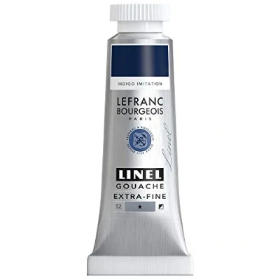 Abbildung von Lefranc &amp; Bourgeois 301189 Linel Gouache extrafeine und geschmeidige Wasserfarben mit maximaler Farbintensität, Leuchtkraft für streifenfreien Auftrag, 14ml Tube Indigo Farbton