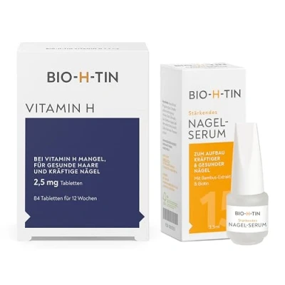 Abbildung von BIO H TIN stärkendes Nagel Serum (3,3 ml) &amp; Vitamin 2,5mg 84 Tabl. Zum Aufbau kräftiger gesunder Nägel in nur 4 Wochen