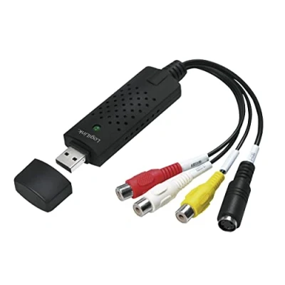 Abbildung von LogiLink VG0030 USB 2.0 Audio/Video Grabber, A zu 3x Cinch + miniDIN5, schwarz, 0,1 m