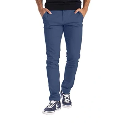 Abbildung von BlauerHafen Herren Designer Chino Hose Stretch Stoff Chinohose Slim Fit Casual Trousers (36W / 30L, Paleblau)