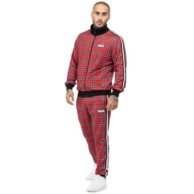 Abbildung von Lonsdale Passform Royal Stewart Trainingsanzug, Herren, Größe: XL, Red black white tartan