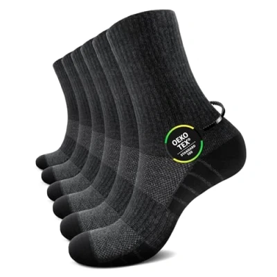 Abbildung von TUUHAW Tennissocken Socken Herren 47 49 Grau Wintersocken Sportsocken Laufsocken Wandersocken Atmungsaktive Baumwolle Frotteesocken 6 Paar Socks