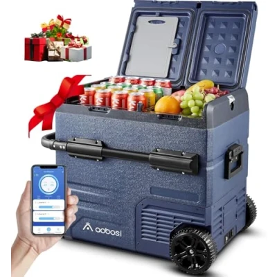 Abbildung von AAOBOSI Kompressor Kühlbox, Auto Kühlbox Mit USB Anschluss, 55L Zwei Zonen und Doppeltüren, Elektrische bis 20 C für Auto, Lkw, Boot, Reisemobil,Camping