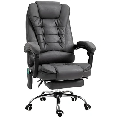 Abbildung von Vinsetto Schreibtischstuhl Bürostuhl mit Massagefunktion, Ergonomisch Drehstuhl Wärmefunktion (Computerstuhl, 1 St), höhenverstellbar, Grau