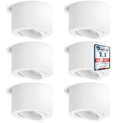 Abbildung von linovum LED Aufbaustrahler 6 x Aufbauleuchte SMOL schwenkbar in weiss matt &amp; rund mit 4W, Leuchtmittel inklusive