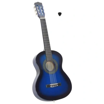 Abbildung von vidaXL Klassikgitarre für Anfänger Kinder Amateurmusiker Klassisch Gitarre Konzertgitarre Saiteninstrument Musikinstrument Blau 1/2 34&quot;
