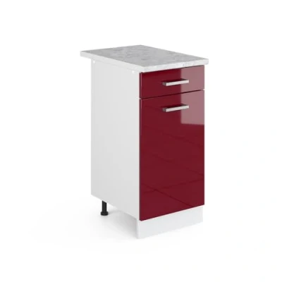 Abbildung von Vicco Unterschrank R Line, Bordeaux Hochglanz/Weiß, 40 cm, AP Marmor