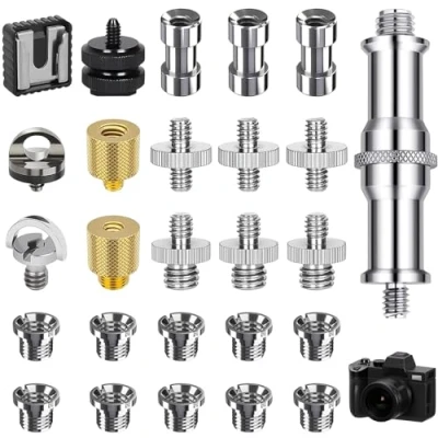 Abbildung von Nizirioo 26 Stück Kamera Schraube: 1/4&quot;&quot; auf 3/8&quot;&quot; Gewindeschraube Schrauben Adapter Set Zollschrauben Stativgewinde, Edelstahl Material, für Stativ, Einbeinstativ, Kugelkopf