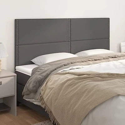 Abbildung von FUDUGEHMIOFWFJJ kopfteil Bett 180,headboard,Bett gepolstert,Kopfteile 4 STK. Grau 100x5x78/88 cm Kunstlederbettkopfteil,kopfteil 200 breit,