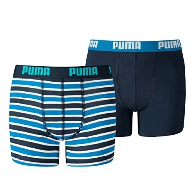 Abbildung von Puma BOYS Basic Boxer Printed Stripe 2 PACK Panties für Kinder, Größe: 176, Blue