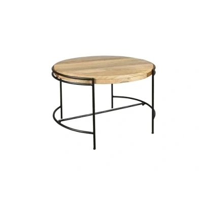 Abbildung von byLIVING Couchtisch &quot;Hanna&quot;, massive Mango Tischplatte 35mm und schwarzen Metallbeinen, rund 60cm