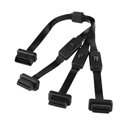 Abbildung von KIMISS 16 Pin 1 Stecker auf 3 Buchse OBD2 Verlängerungskabel Adapter Splitter mit ON/OFF Schalter
