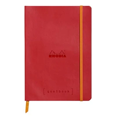 Abbildung von Rhodia 117753C Notizheft Goalbook (DIN A5, 14,8 x 21 cm, Dot, praktisch und trendige, mit weichem Deckel, 90g, elfenbeinfarbigem Papier, 120 Blatt, Gummizug, Lesezeichen) 1 Stück, Mohnrot