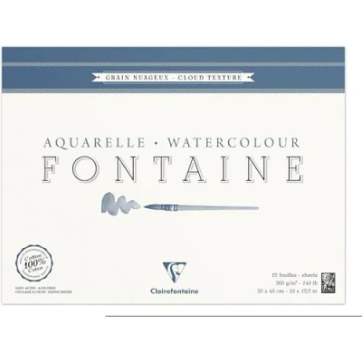Abbildung von Clairefontaine 96422C Malblock, 4 seitig verleimt Aquarellpapier Torchon Wolke, Fontaine/Hadern, 30 x 40 cm, 15 Blatt, 300 g Packung, weiß
