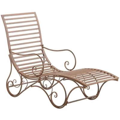 Abbildung von CLP Gartenliege Amiens I Metallgestell im Antik Look Stabil und langlebig Für Terrasse, Garten Wintergarten Landhausstil, Farbe:antik braun