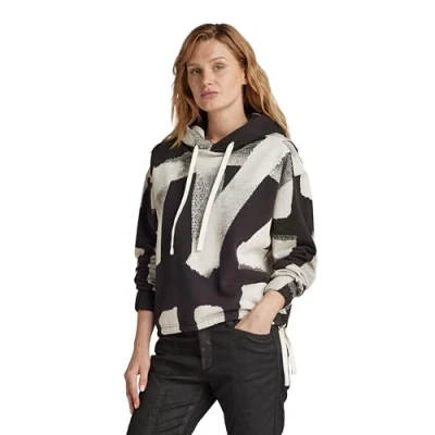 Abbildung von G Star raw Damen Calligraphy Allover Loose Hooded Sweatshirt, Mehrfarben (dk Black Paint D24384 D589 G421), XXS