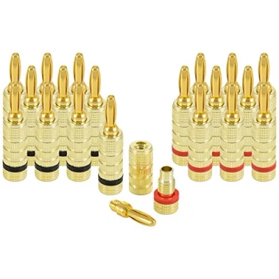 Abbildung von Poppstar 20x High End Bananenstecker (3 teilig, bis 4 mm², 24k vergoldet, 10x schwarz, rot)