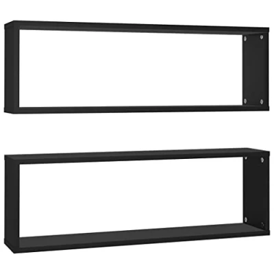 Abbildung von vidaXL 2X Würfelregal Wandregal Hängeregal Cube Lounge CD Regal Dekoregal Bücherregal Schweberegal Wandboard Regalwürfel Schwarz 80x15x26,5cm Holzwerkstoff