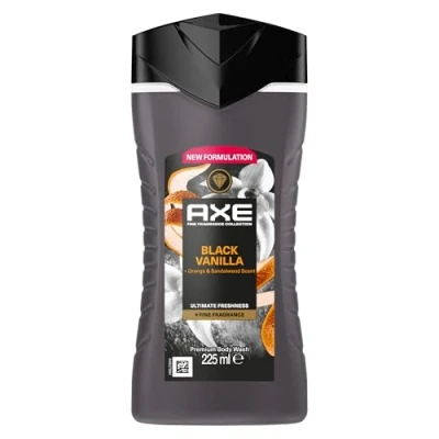 Abbildung von Axe Fine Fragrance Collection DUSCHGEL/FLUESSIGSEIFE Black Vanilla Premium Body Wash für 12 Stunden langanhaltende Frische verleiht einen spektakulären Duft unter der Dusche 225 ml
