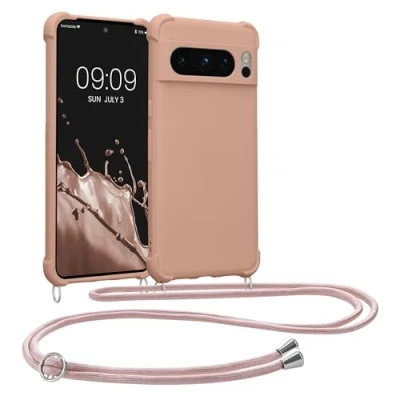 Abbildung von kwmobile Necklace Case kompatibel mit Google Pixel 8 Pro Hülle Cover Kordel zum Umhängen Silikon Schutzhülle Coconut Swirl