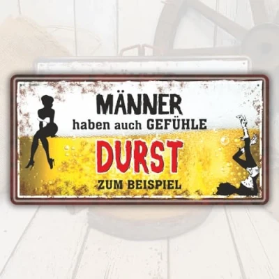 Abbildung von AV Andrea Verlag Großes Metallschild Blechschild Männer haben auch Gefühle Durst zum Beispiel Für als Geschenk rostfrei Türschild Schild mit lustigem Spruch Bier im Vintage Retro Look