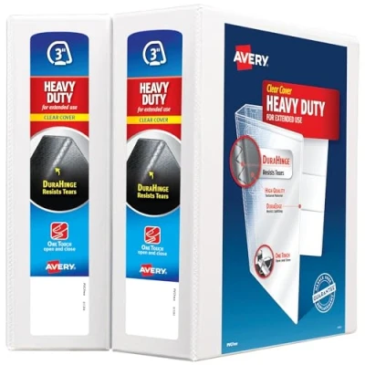 Abbildung von Avery Schwerlast Sichthefter One Touch schräge Ringe, 275 375 Blatt Kapazität 2 er Packung 3.0&quot; weiß